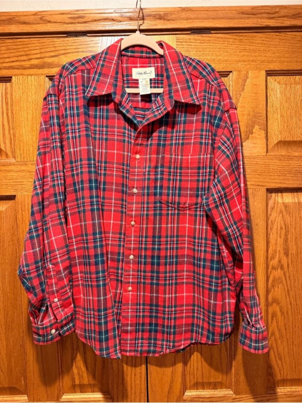 Eddie Bauer Red and Green plaid shirt